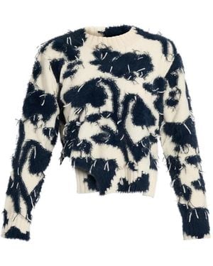 Erdem Textured Floral-Knit Jumper - Blue