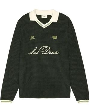 Les Deux Logo-Embroidered Waffle-Knit Jumper - Green