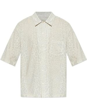 AllSaints Cruz Leo Leopard-Print Short-Sleeve Shirt - White