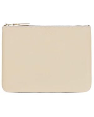 Comme des Garçons Logo-Print Leather Pouch - Natural
