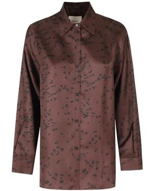 Alysi Abstract-Print Long-Sleeve Shirt - Brown
