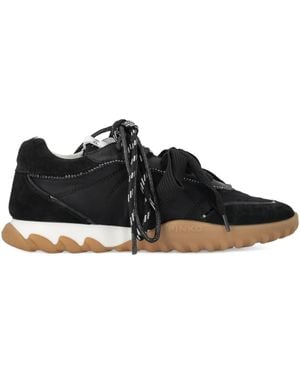 Pinko Panelled Bow-Detail Trainers - Black