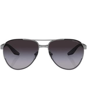 Prada Linea Rossa Sonnenbrille Mit Logo-Print - Grau