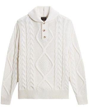 Woolrich Cable-Knit Shawl-Neck Jumper - White