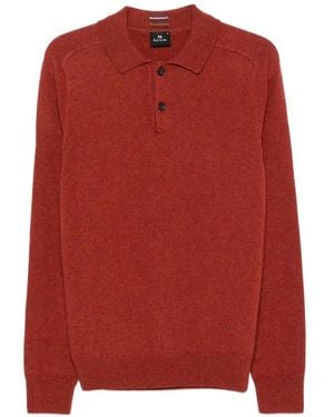 Paul Smith Merino Wool Polo Sweater - Red