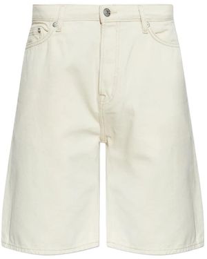 Samsøe & Samsøe Saeddie Logo-Patch Denim Shorts - White