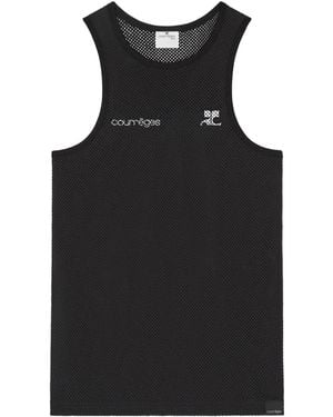 Courreges Mesh Gilet Met Logo - Zwart
