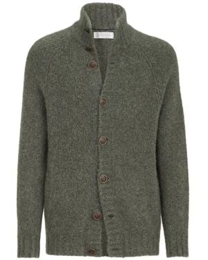 Brunello Cucinelli Cashmere And Silk Cardigan - Green