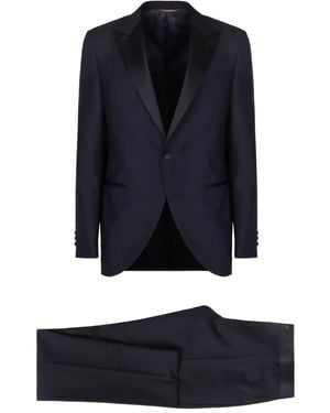 Canali Satin-Lapel Wool Suit - Blue