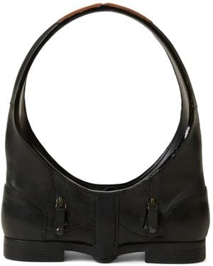 Eden Ten Bootbag Heel-Detail Leather Tote Bag - Black