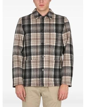 Aspesi Checked-Pattern Buttoned Shirt - Black
