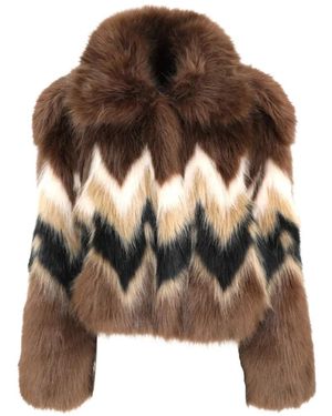 retroféte Ismay Chevron Bomber Jacket - Brown