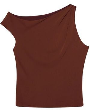 Calvin Klein One-Shoulder Draped Top - Red