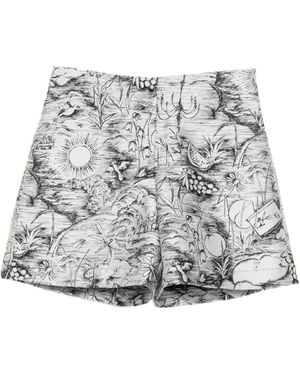 Shiatzy Chen Fête Of Petal Jacquarded Shorts - Gray