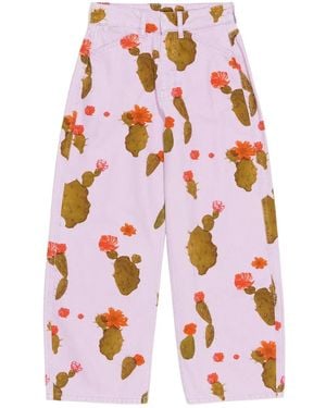 Bimba Y Lola Floral-Print Wide-Leg Trousers - Red
