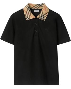 Burberry Polo con cuello a cuadros - Negro