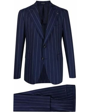 Tagliatore Pinstripe Single-Breasted Suit - Blue