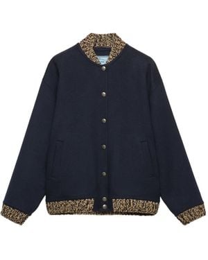 Prada ニットトリム ボンバージャケット - ブルー