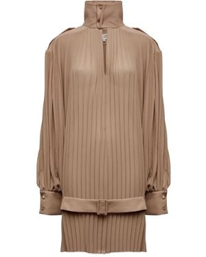MM6 by Maison Margiela Pleated High-Neck Dress - Natural