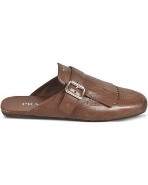 Prada Shuffle Mules mit Fransen - Braun