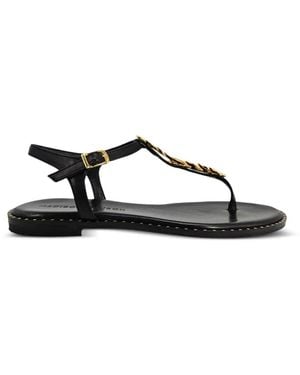 Madison Maison Leaf-Embellished Sandals - Black
