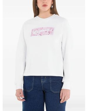 KARL LAGERFELD Floral-Print Logo-Patch Jumper - White