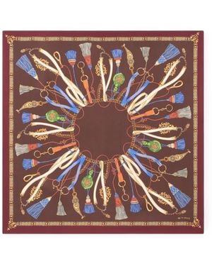 Etro Silk Scarf With Charm Motif - Brown