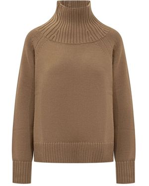 MICHAEL Michael Kors Ribbed Funnel-Neck Jumper - Brown