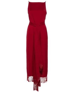 Polo Ralph Lauren Robe Colonne À Franges - Red