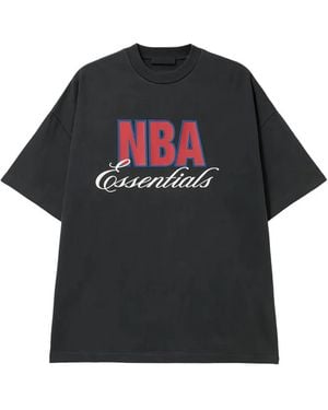 Fear Of God Logo-Print Drop-Shoulder T-Shirt - Black