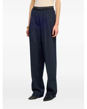 Semicouture Madyson Logo-Waistband Pleated Trousers - Blue