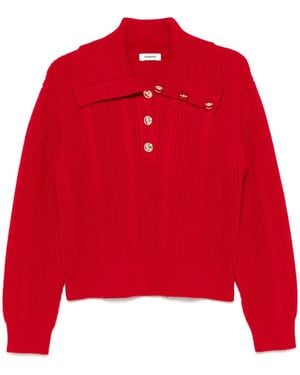Sandro Pull En Maille Torsadée - Rouge