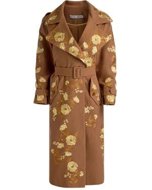 Alice + Olivia Trench Nevada À Fleurs Brodées - Marron