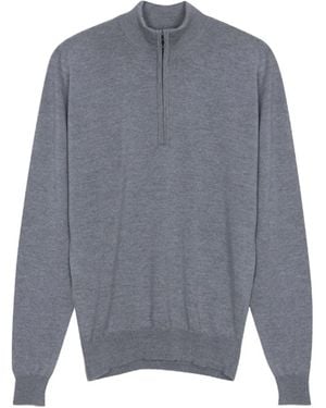 John Smedley Merinopullover mit Reißverschluss - Grau