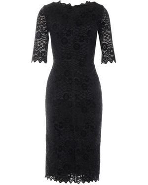 RUE DU BAC Floral-Lace Scalloped Midi Dress - Black