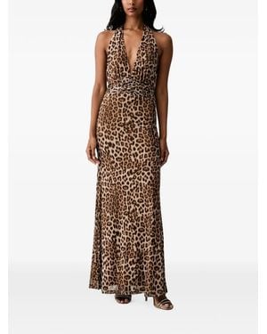 Bardot Elera Leopard-Print Ruched-Waist Maxi Dress - Brown