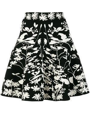 McQueen Floral A-Line Skirt - Black