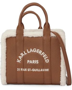 KARL LAGERFELD Mini Rue St-Guillaume Shearling Square Tote Bag - Brown
