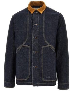 Forét Berry Corduroy-Collar Overshirt - Blue