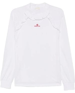 ShuShu/Tong Ruffle-Trimmed Logo-Embroidered T-Shirt - White