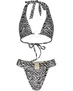 Paramidonna Bikini Mirla con estampado de cebra - Blanco