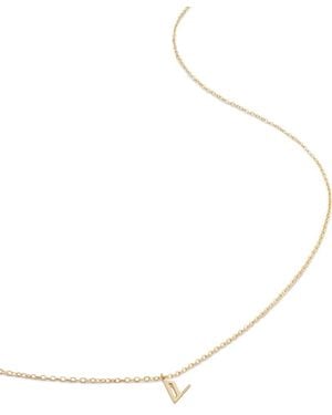 Monica Vinader 14Kt Small Initial V Necklace - Natural