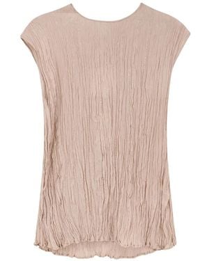 Alysi Round-Neck Textured Top - Pink