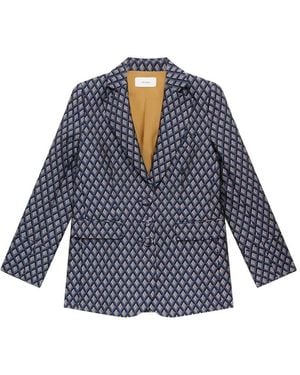 Maliparmi Geometric-Pattern Jacquard Blazer - Blue
