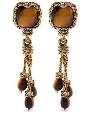 Aurelie Bidermann Miki Tiger Eye Clip-On Earrings - Metallizzato