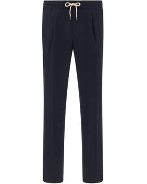 BOGGI City Drawstring Flannel Trousers - Blue