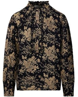 Antik Batik Floral-Print Ruffled Blouse - Black