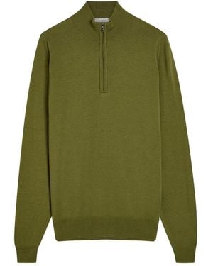 John Smedley Zip-Collar Jumper - Green