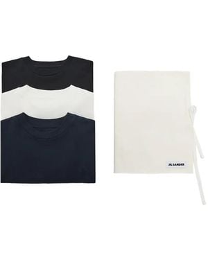 Jil Sander Monogram-Embroidered Pack T-Shirts - Blue