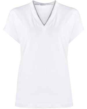 Brunello Cucinelli Vネック Tシャツ - ホワイト